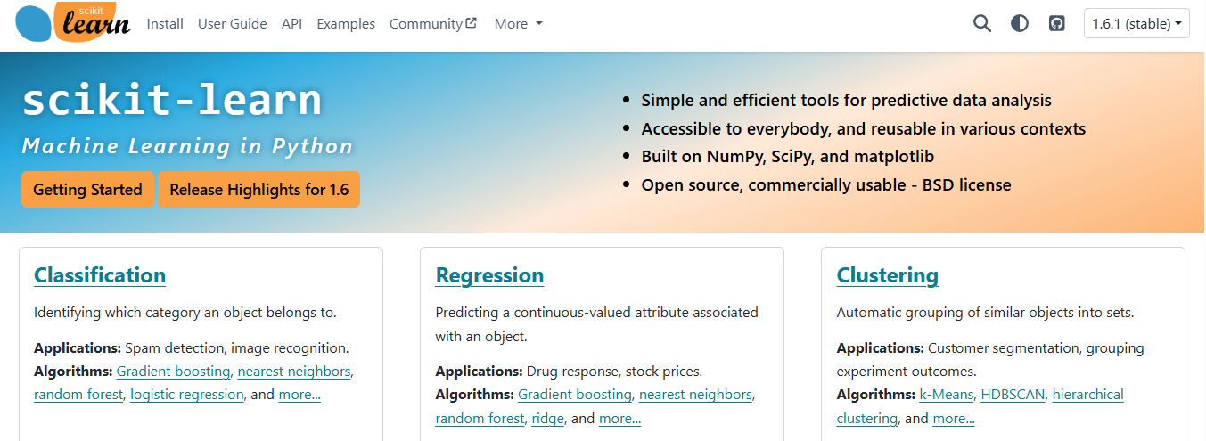 scikit learn - AI Frameworks