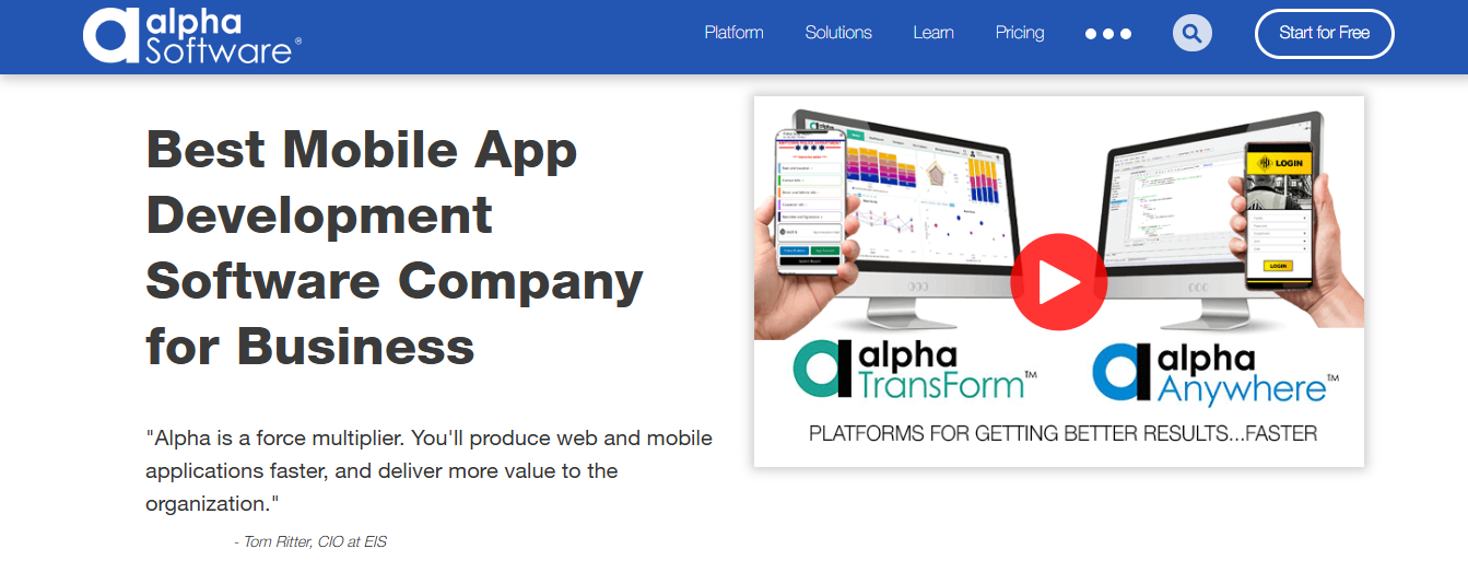 alpha anywhere - Rapid Application Development Tools